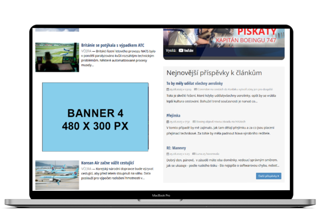 Umístění banneru 4 na serveru Aeroweb.cz