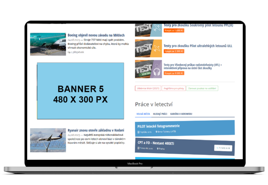 Umístění banneru 5 na serveru Aeroweb.cz