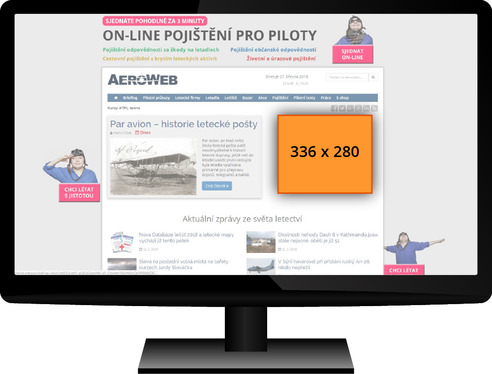 Umístění banneru Large Rectangle na serveru Aeroweb.cz