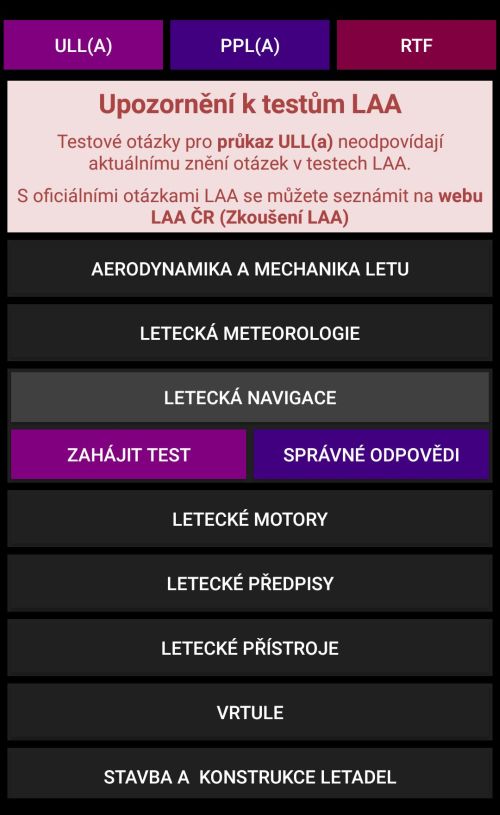 Aeroweb.cz - aplikace Pilotní testy