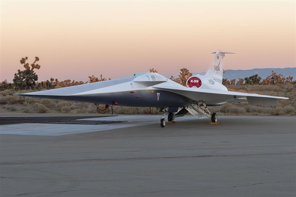 Systém NASA X-59 eXternal Vision System ukázal 5. června 2026 rychlost Mach 1,077, což znamená první dosažení nadzvukové rychlosti letounu na podporu mise NASA Quesst (Zdroj: NASA)