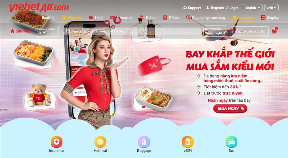 Webové stránky Skyshopu (Zdroj: VietJet Air)