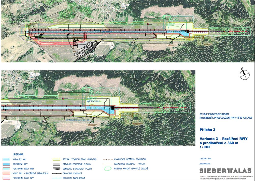 Studie proveditelnosti rozšíření a prodloužení RWY 11/29 na LKKV (SIEBERT + TALAŠ s.r.o.)