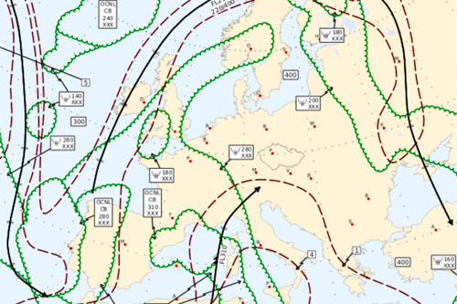 SW mapa Evropy FL100-FL450 (nové)