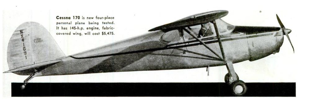 Fotografie přiložená k oznámení nové C170 v únorovém vydaní časopisu Flying (ročník 1948)