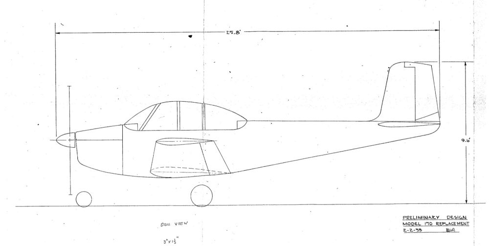 Téměř jako kuriozita působí skica vývojového konstruktéra Harryho Clementse – dolnoplošná podoba C170. (Zdroj https://airfactsjournal.com/2015/02/low-wing-cessna-170-great-idea-didnt-fly/)