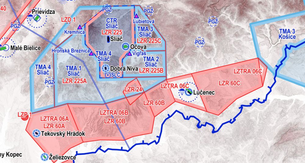 Okolí letiště Sliač od 29. března 2018