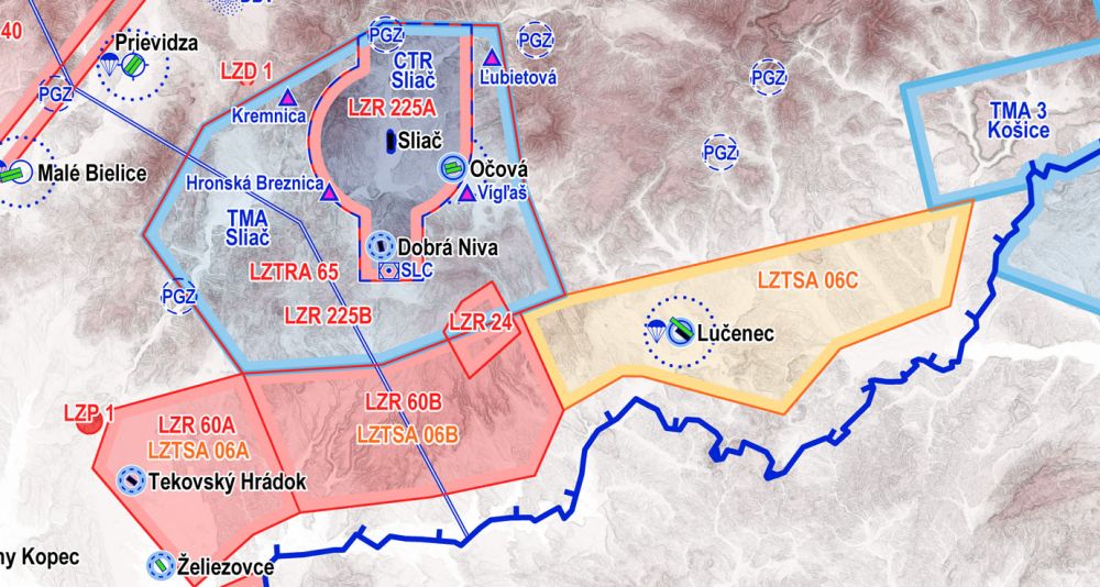 Okolí letiště Sliač do 28. března 2018