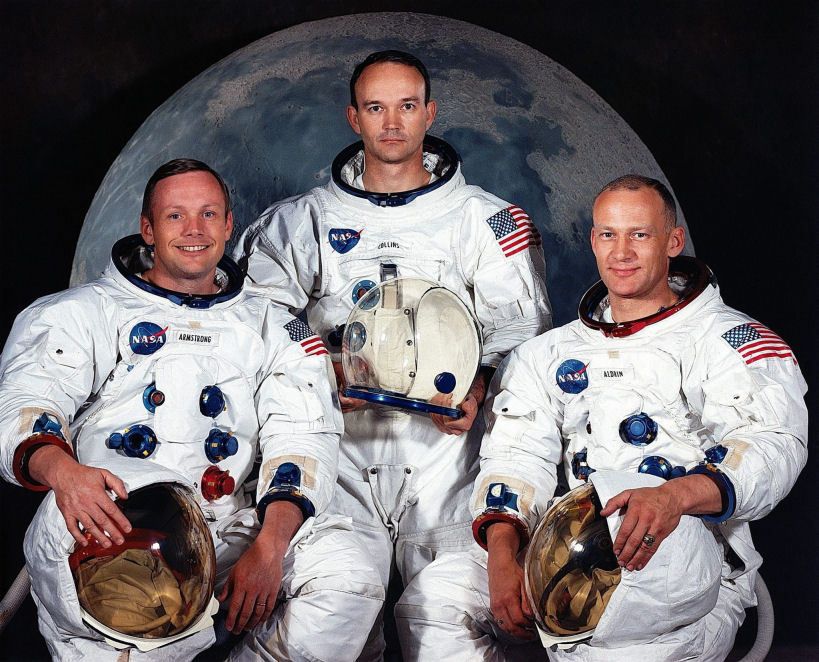 Posádka Apolla 11: zleva Neil Armstrong, Michael Collins, Buzz Aldrin. Z této trojice už bohužel nebude slavit 50. výročí přistání na Měsíci právě Neil Armstrong…