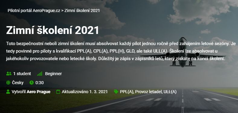 Zimní školení Aeroprague.com Praha Letňany