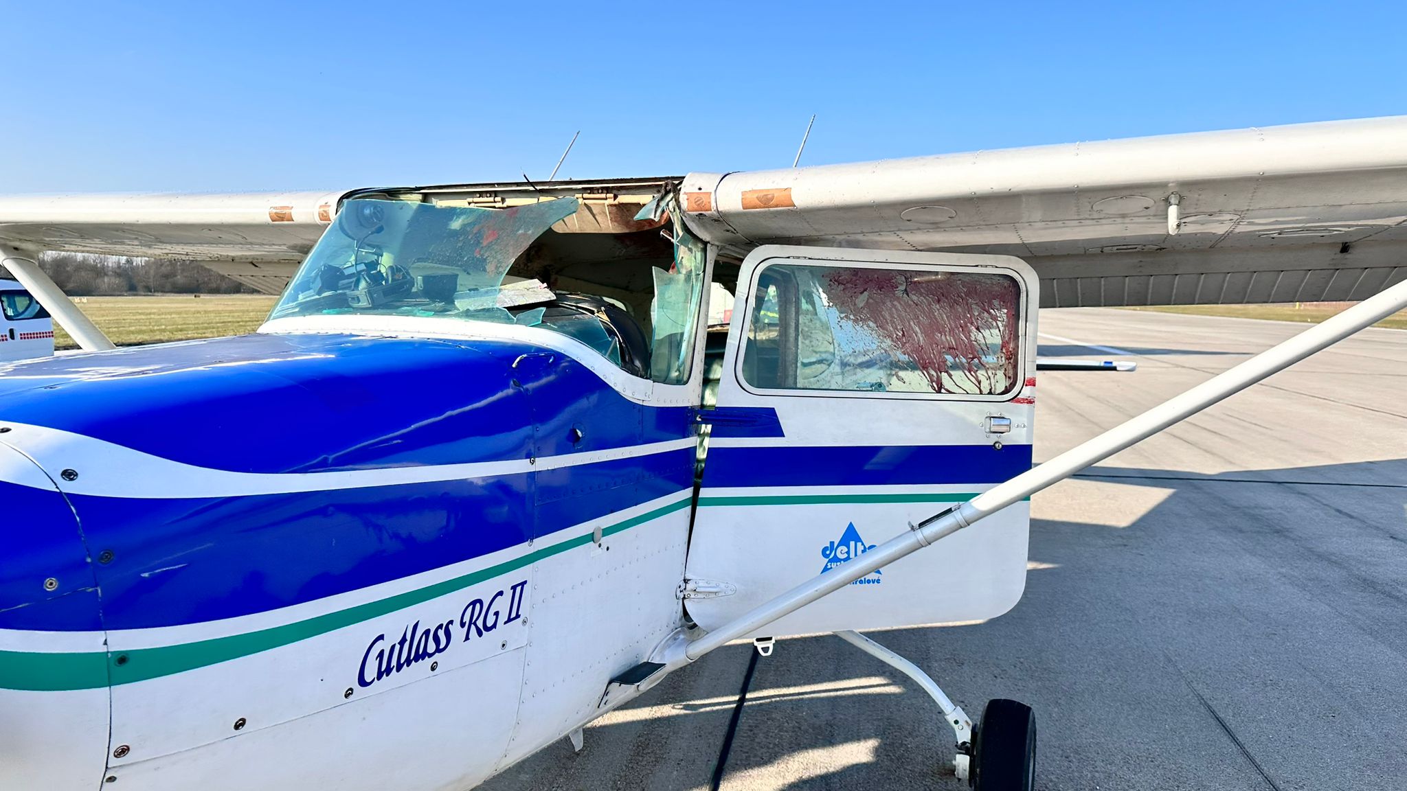 DSA Hradec Králové nehoda cessna 172 střet s ptákem bird strike