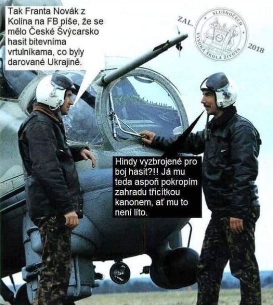 Hřensko požár hašení vtip hind Mi-24 ukrajina