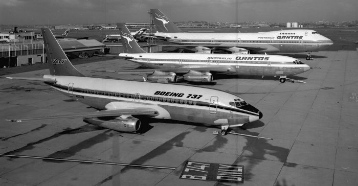 Dobová fotografie B737, B707 a B747 / Foto Qantasnewsroom.com.au