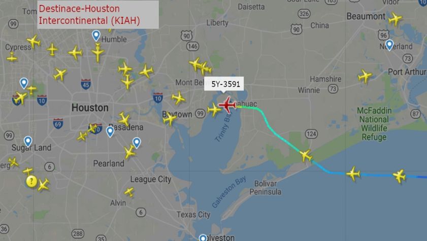 Nehoda B767 Atlas Air zachycená na serveru Flightradar24.com