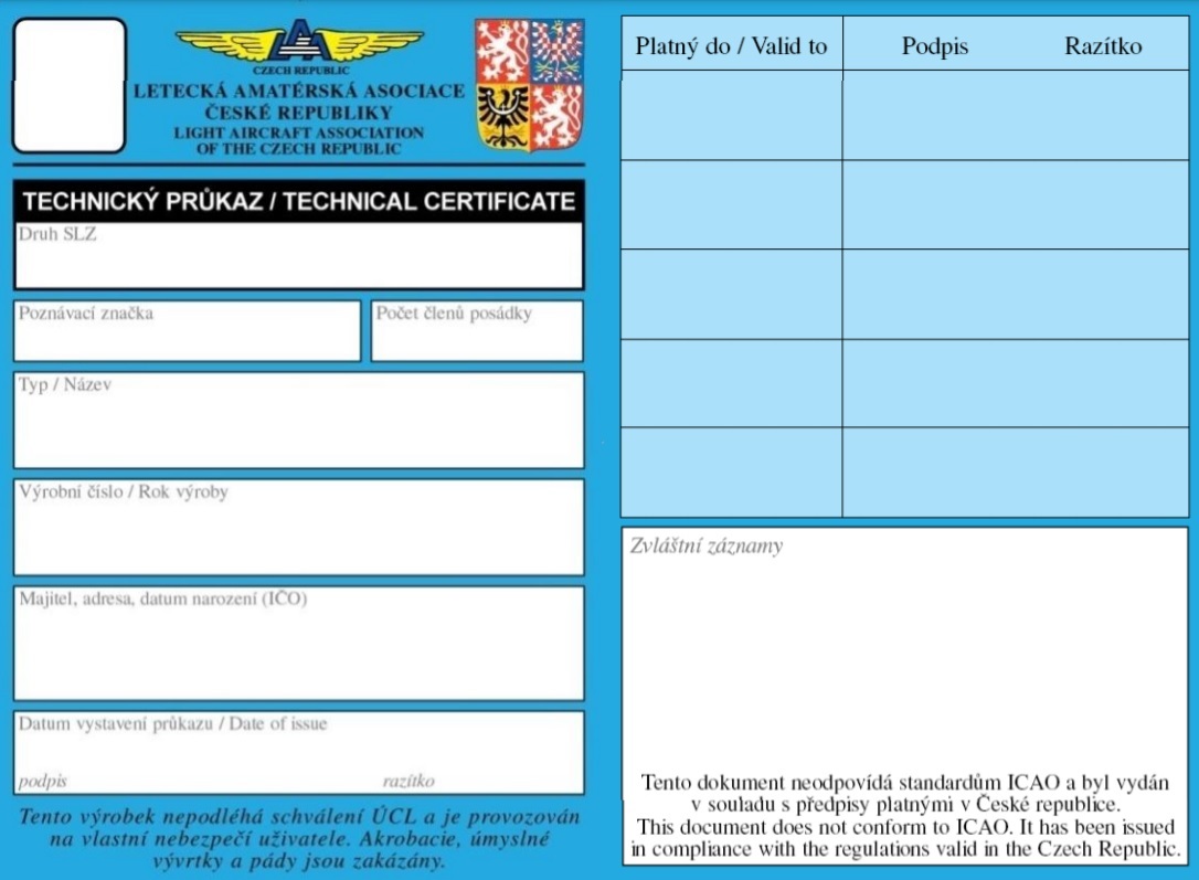 Technický průkaz SLZ lze stáhnout ve formátu PDF