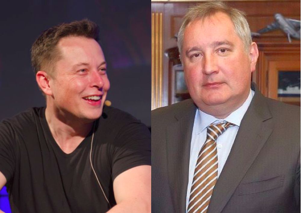 Elon Musk (vlevo) a Dmitrij Rogozin