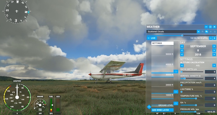 Ukázka možných nastavení ve hře Microsoft Flight Simulator (2020)