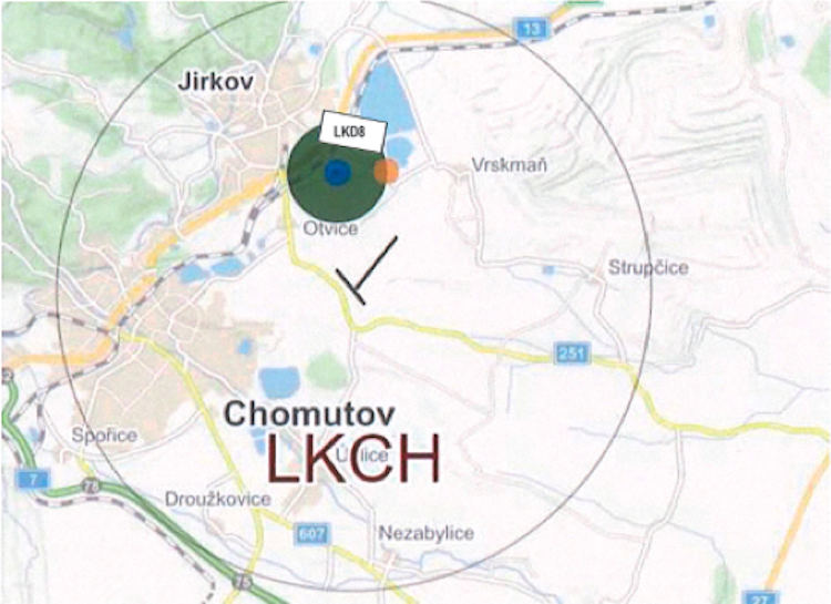 Prostor LKD8 nedaleko letiště Chomutov.