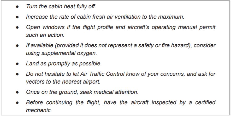 Pokyny při podezření vniknutí oxidu uhelnatého do kabiny / Foto AAIB