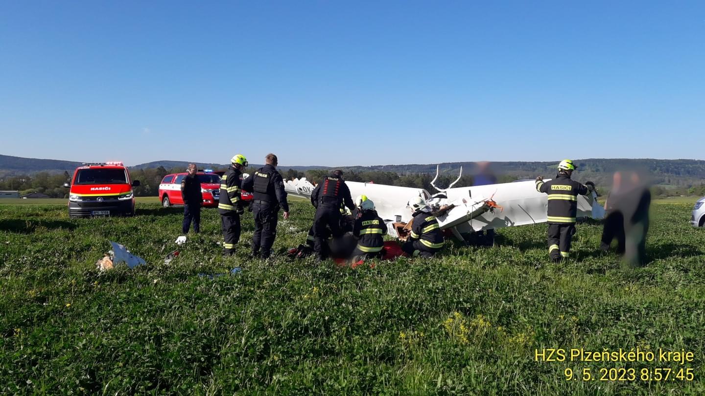 Nehoda ultralehkého letounu v Rokycanech