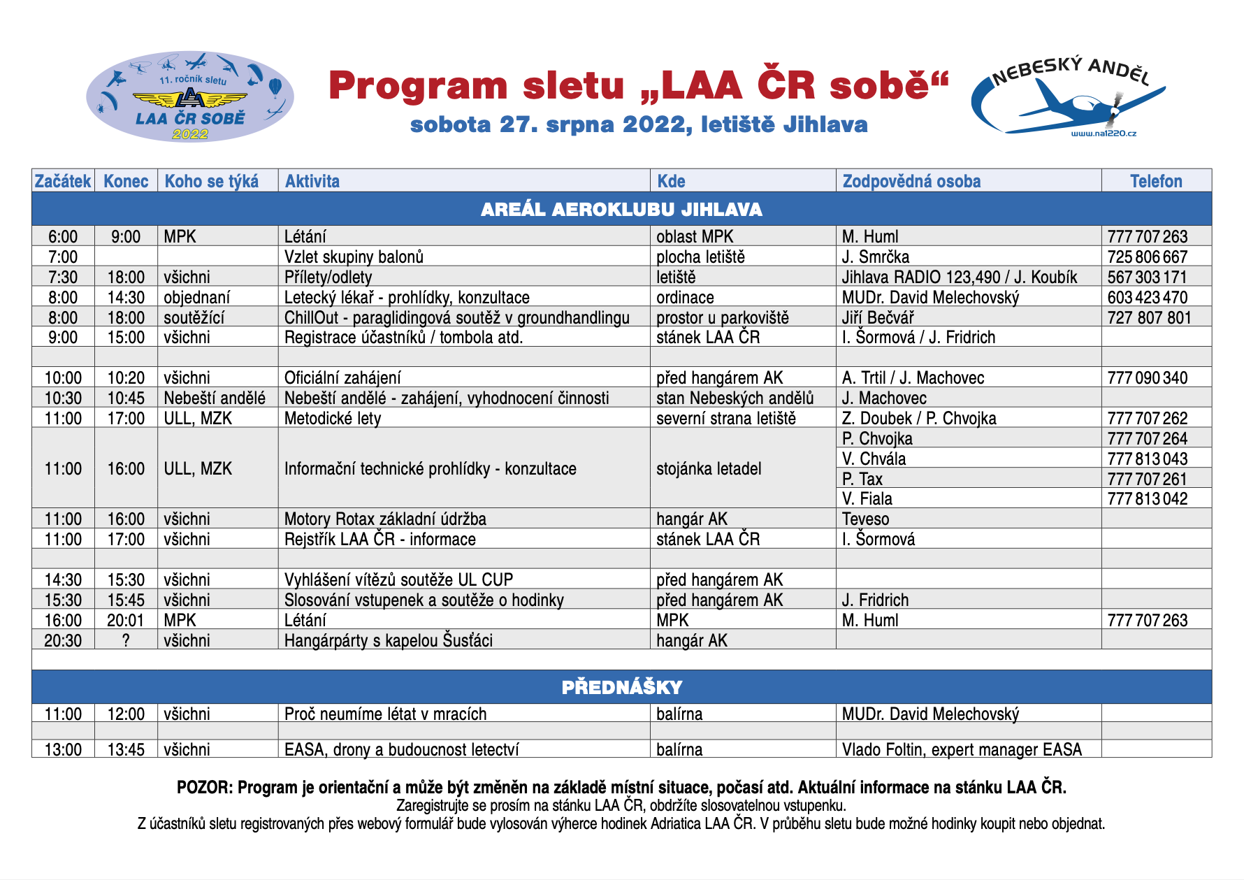 Program sletu slibuje zajímavé přednášky a večerní hangarpárty / Foto: laacr.cz