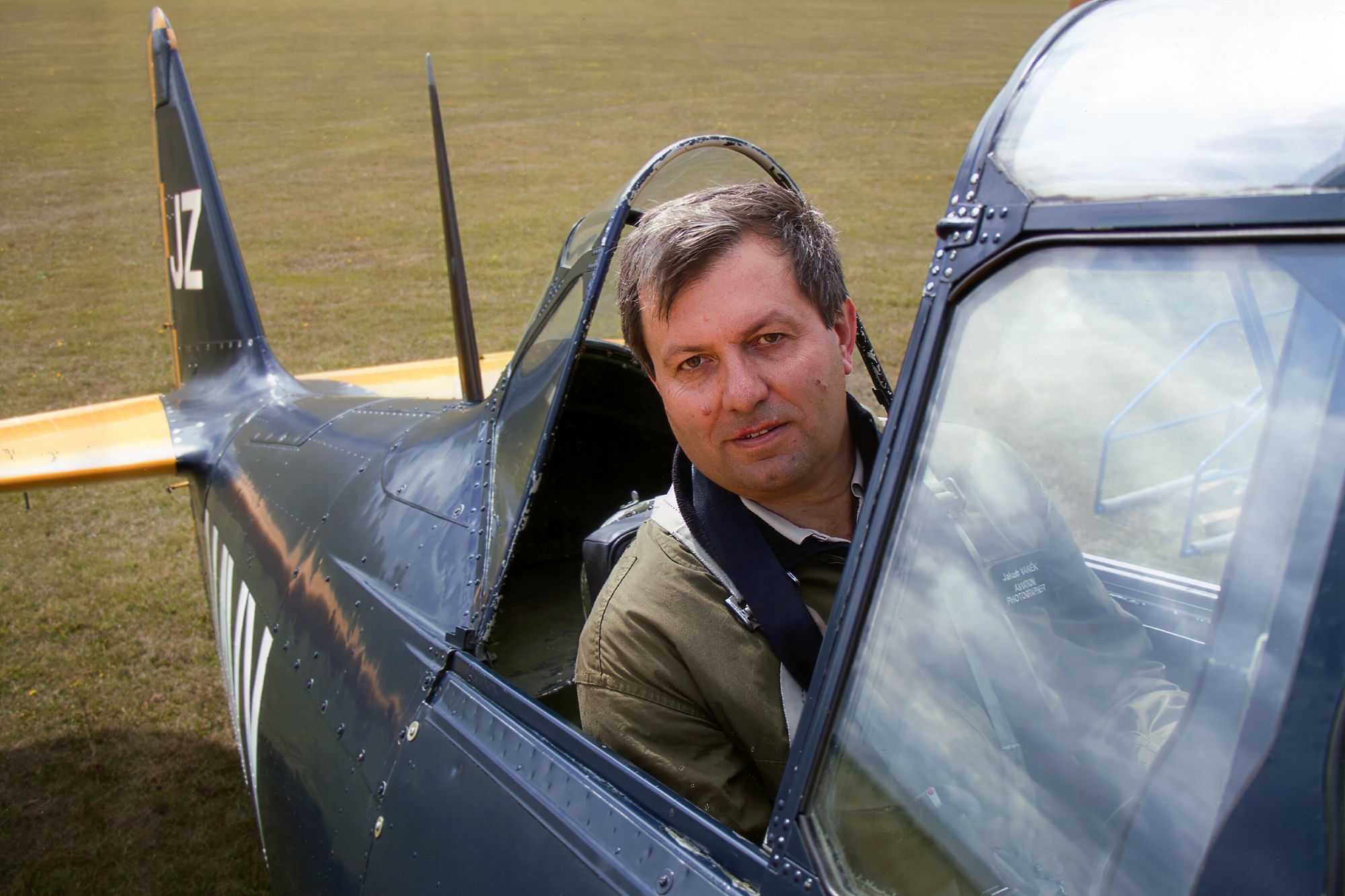 Jakub Vaněk před fotoletem, Duxford, 2019