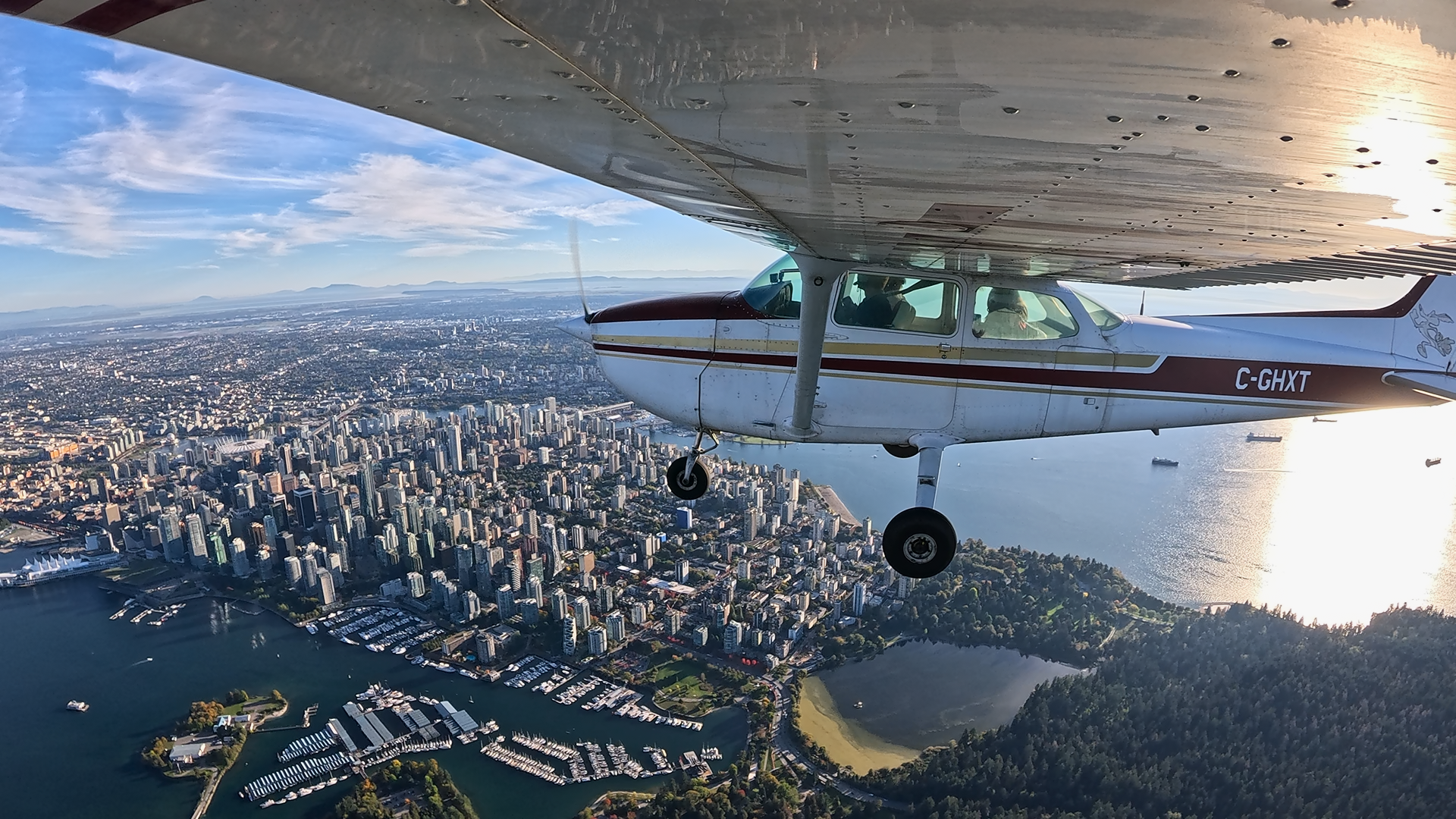 Přelet nad vancouverským downtownem