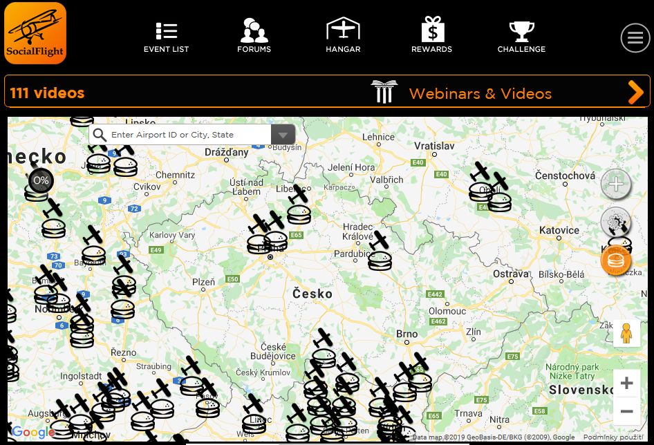 Komunitní mapa letišť, událostí a bodů SocialFlight míří do Evropy