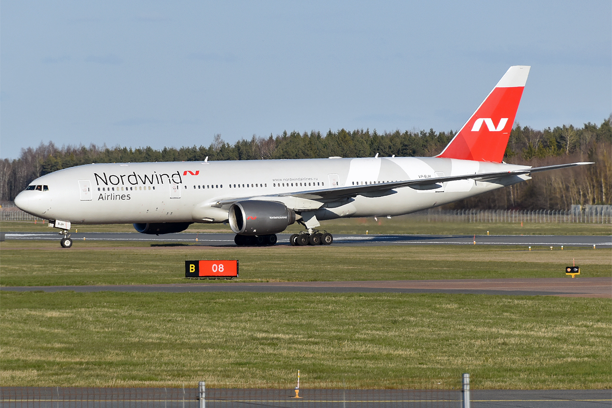 Boeing 777 v barvách ruských Nordwind Airlines