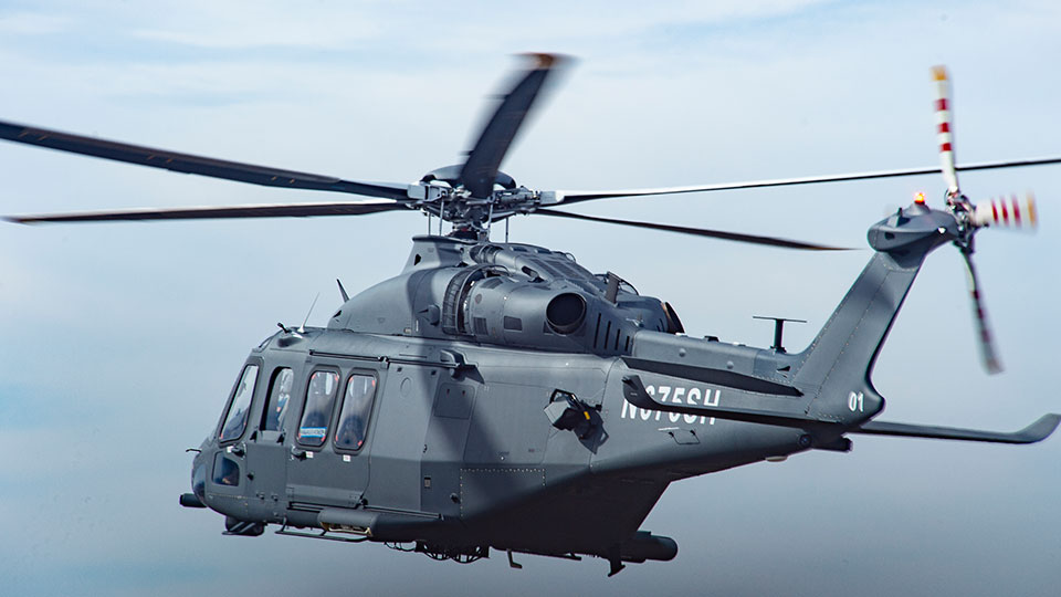 Na fotografii snímek MH-139a Grey Wolf při testovacím letu.