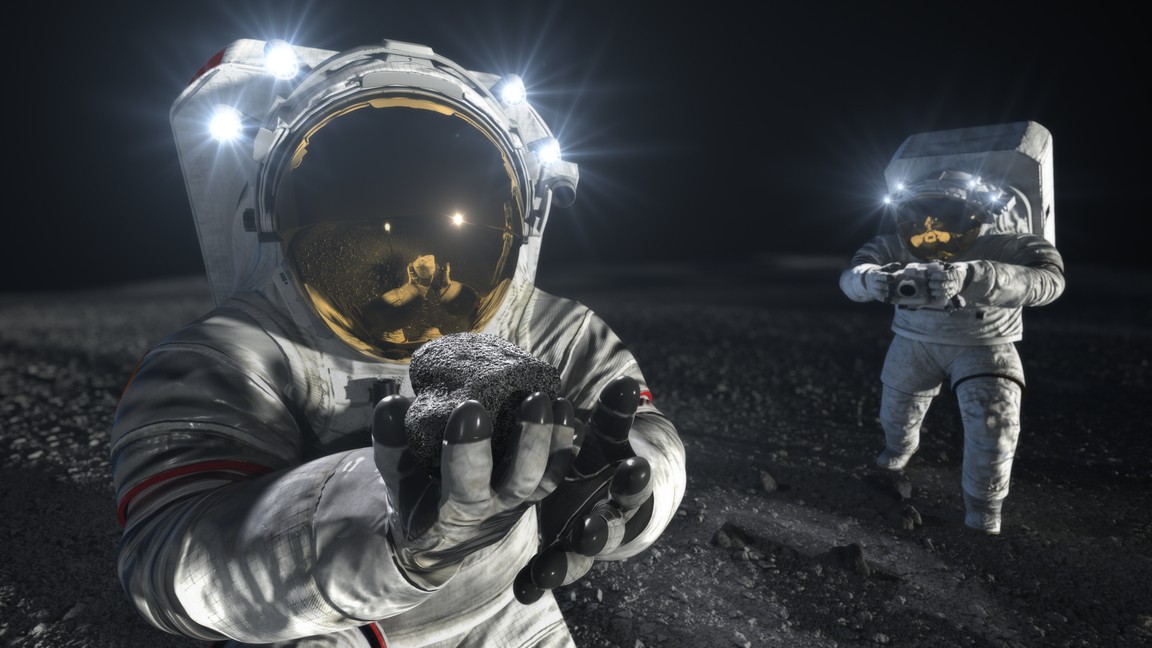 Vizualizace astronautů na povrchu Měsíce